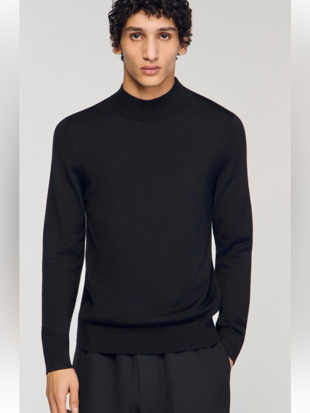 Sandro Paris Black 100% Wool Turtleneck Sweater Medium Luxury Minimalist French